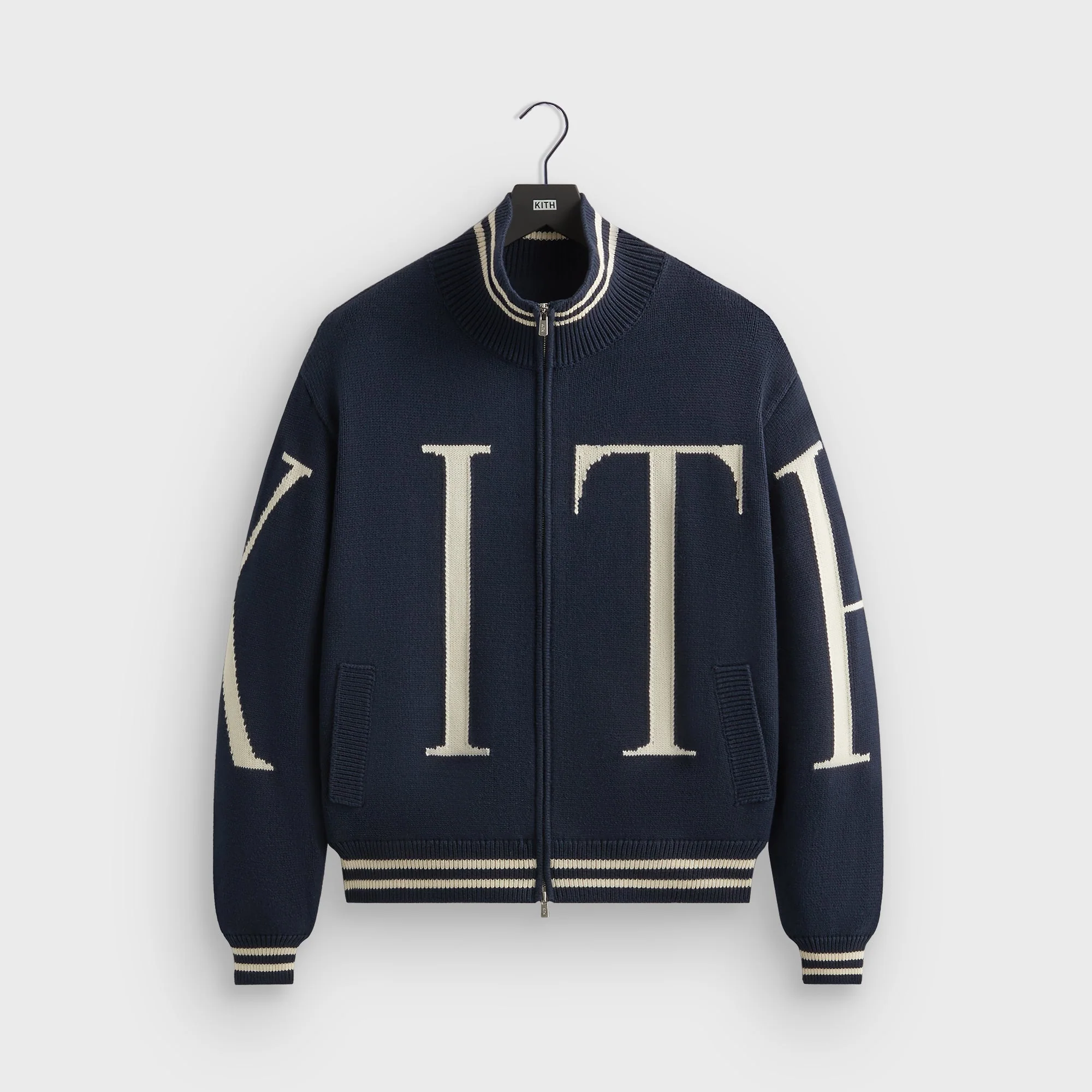 Image of Kith Big Letter New York Wyona Full Zip Sweater - Nocturnal
