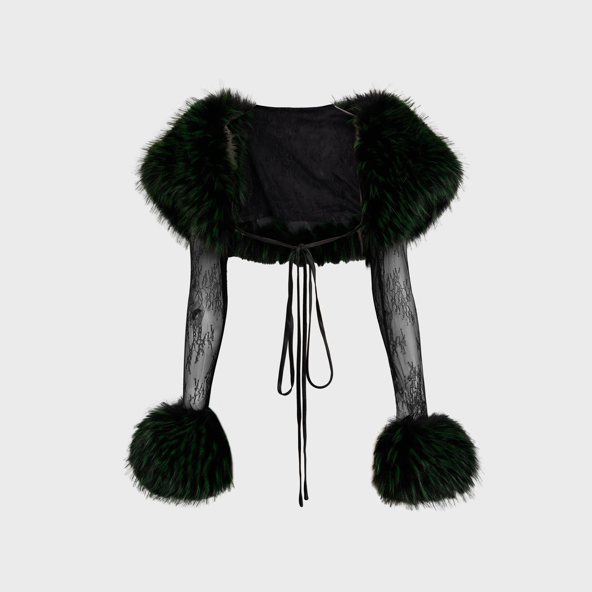 Image of Kim Shui Embroidered Faux Fur Bolero - Black
