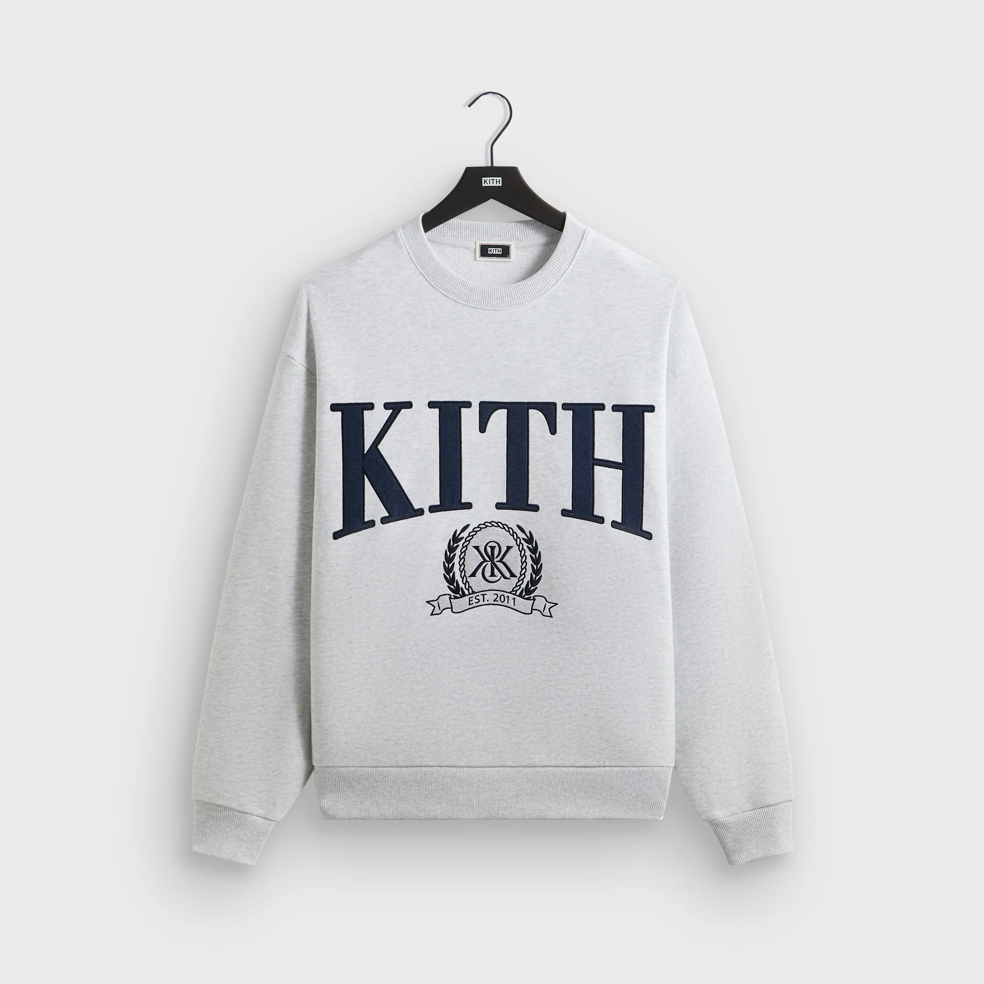 Image of Kith Collegiate Nelson Crewneck - Light Heather Grey