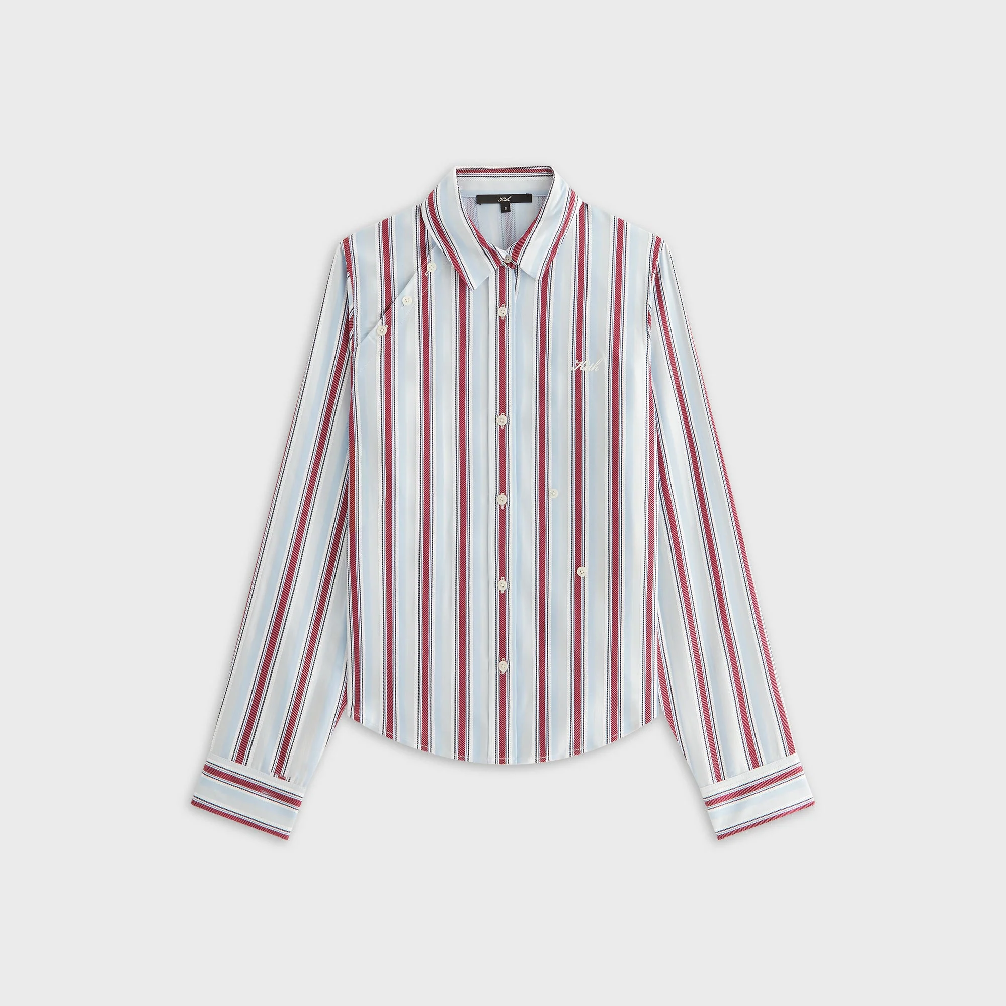 Image of Kith Women Sidney Stripe Asymmetrical Shirt - Tin