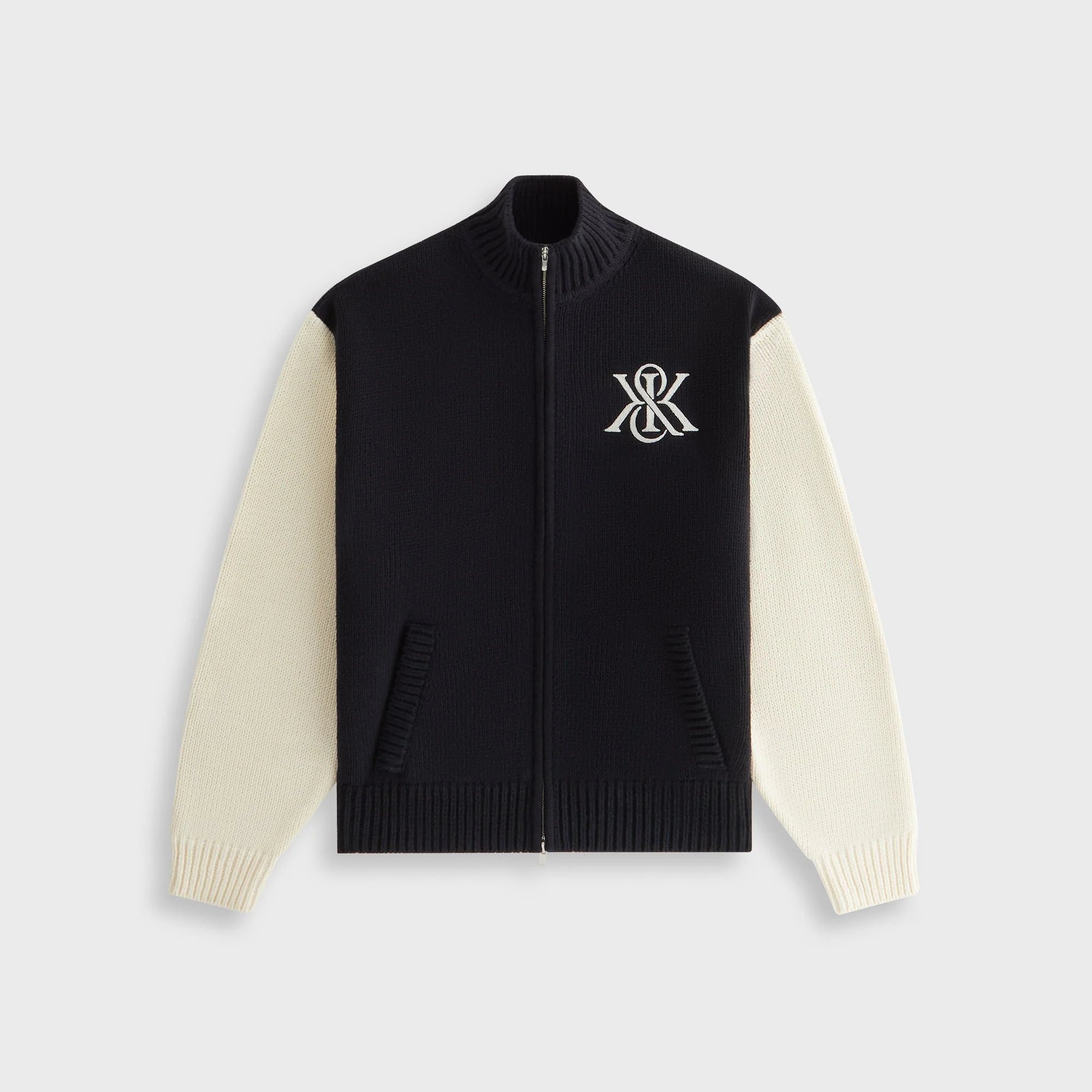 Image of Kith Women Oversized Wyler Full Zip Crest Sweater - Black