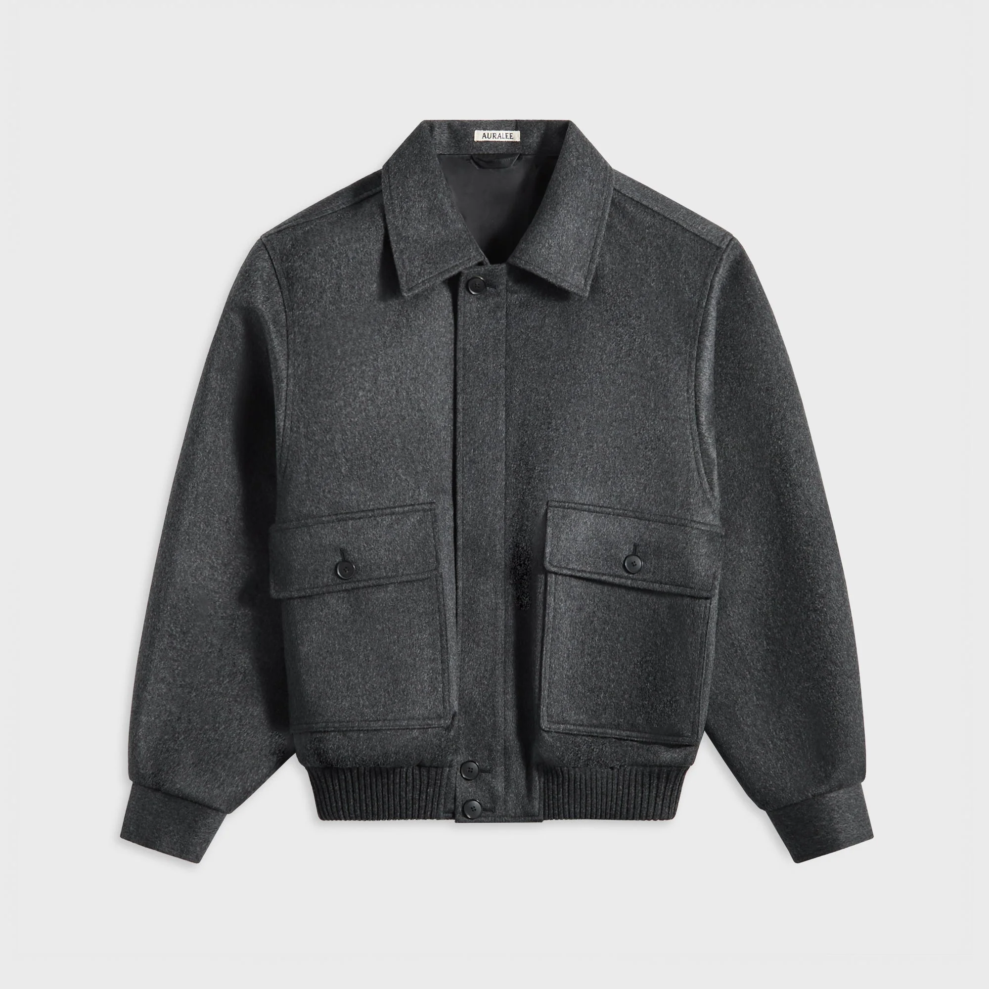 Image of Auralee Cashmere Moleskin Zip Blouson - Top Charcoal