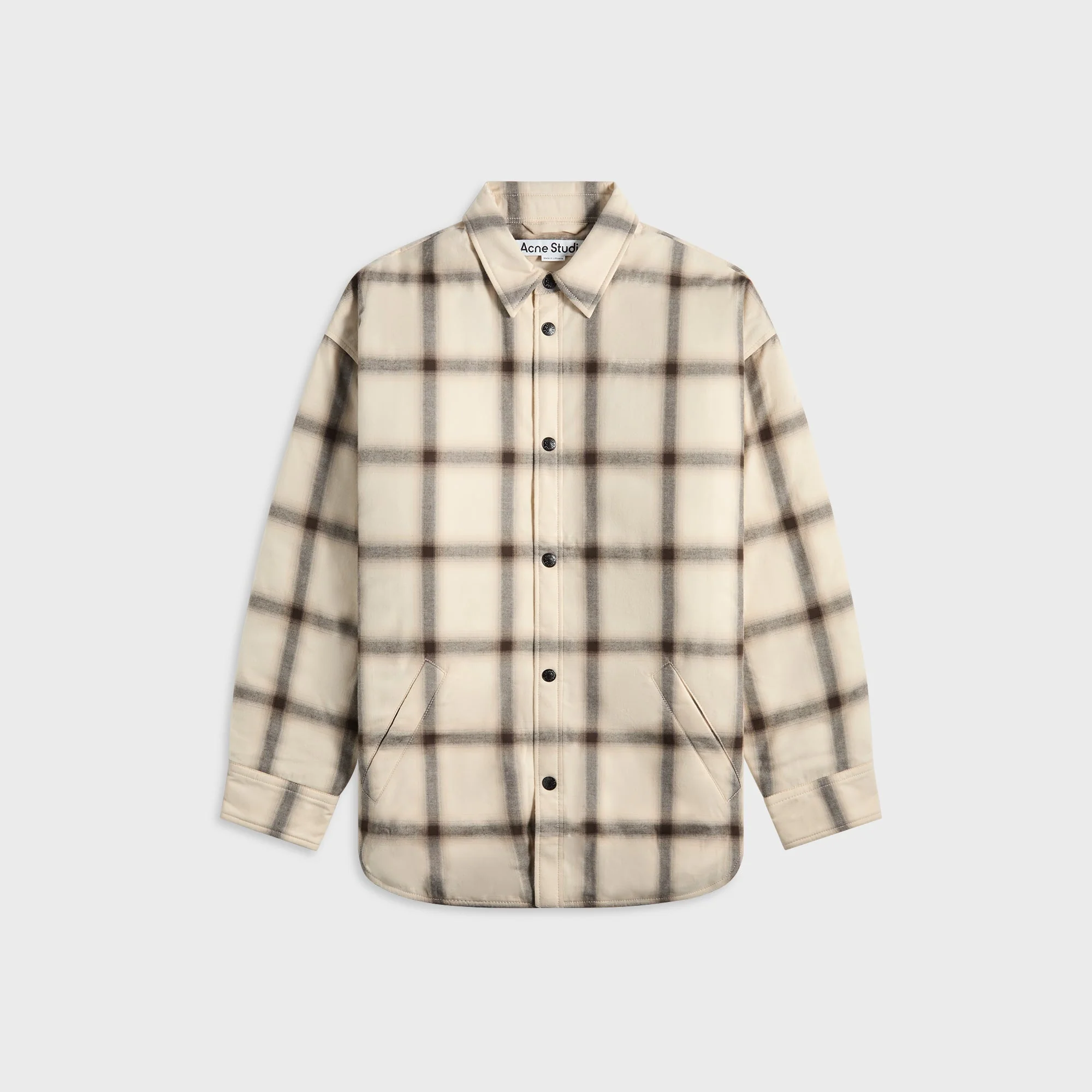 Image of Acne Studios Flannel Button-Up Shirt - Beige / Multi