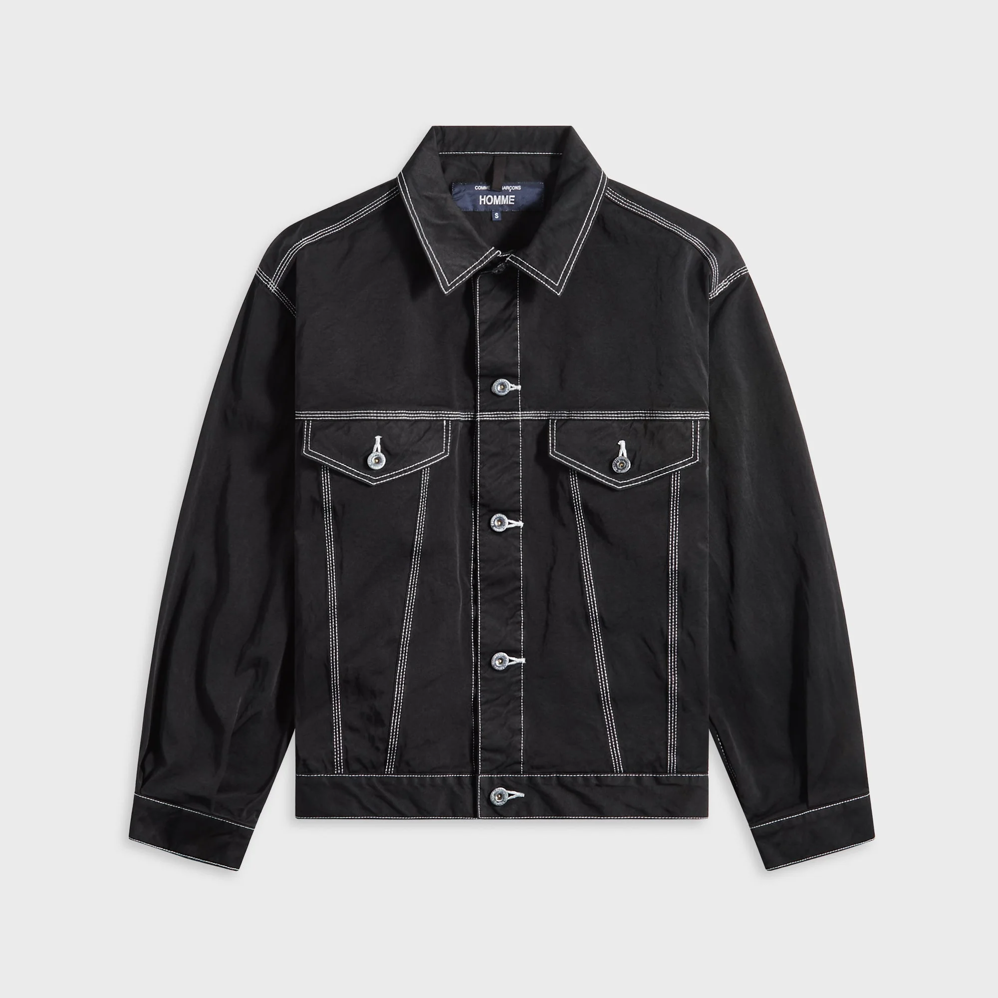 Image of CDG Homme Top Stitch Trucker Jacket - Black