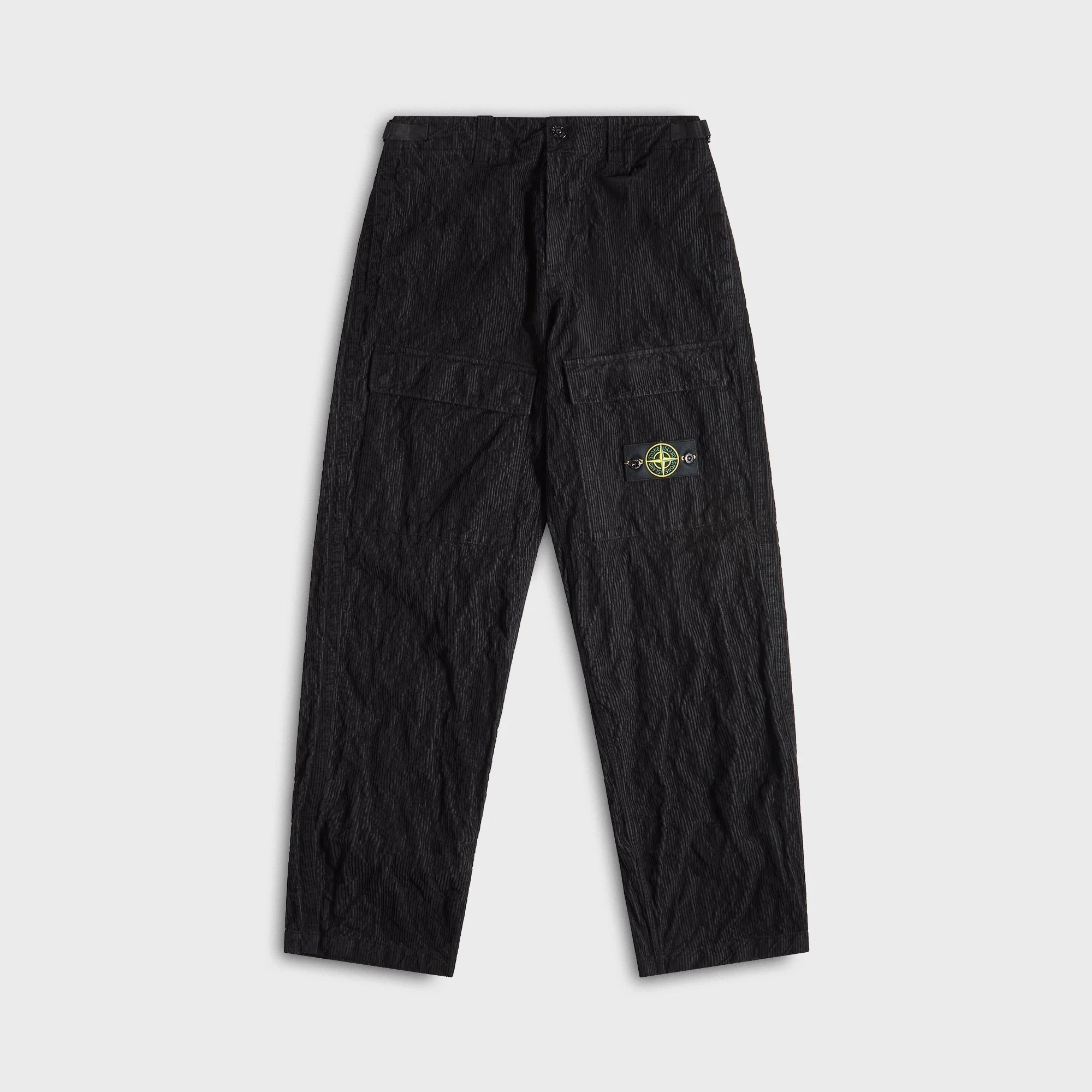 Image of Stone Island Wrinkled Corduroy Trousers - Black