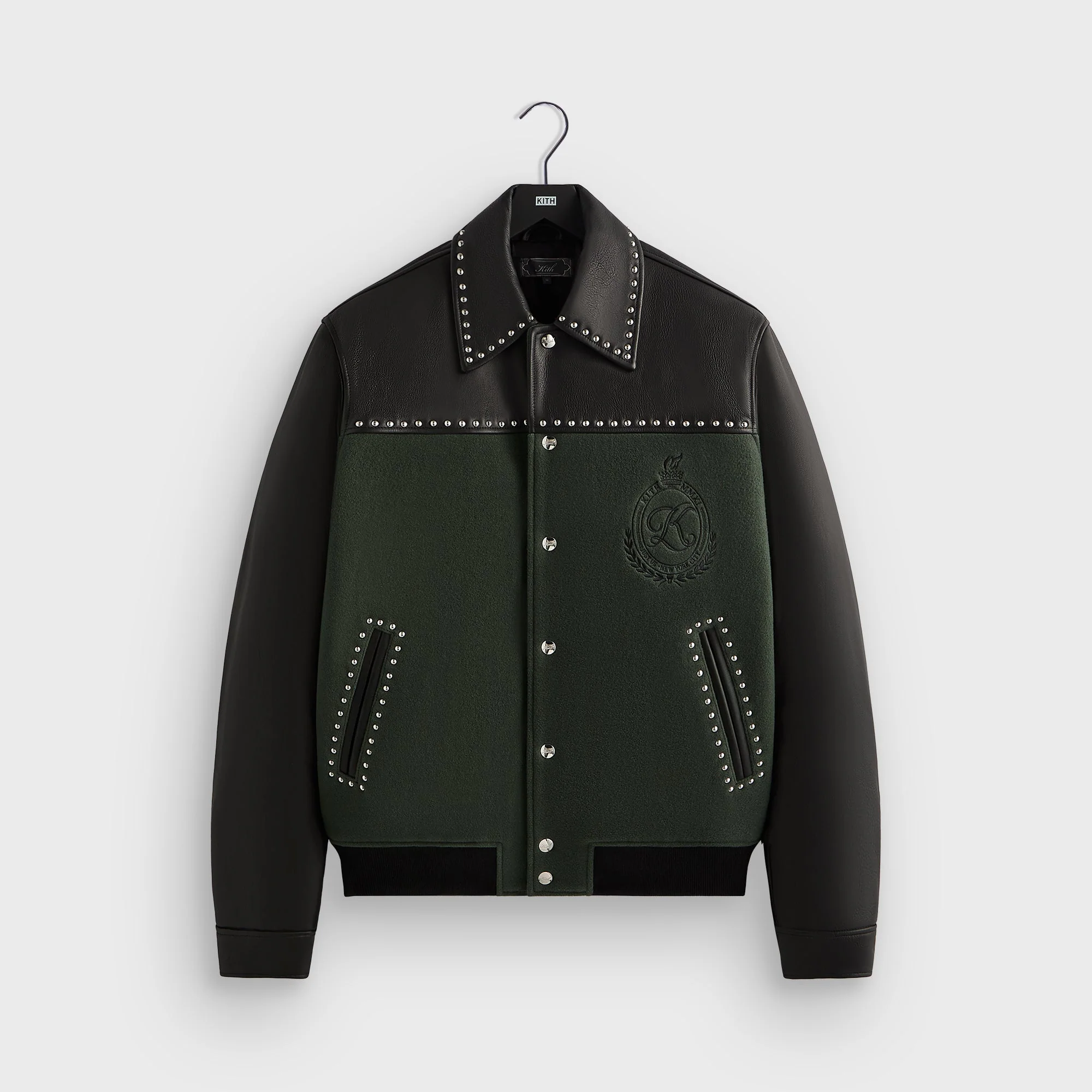 Image of Kith Leather Combo Varsity Jacket - Machine