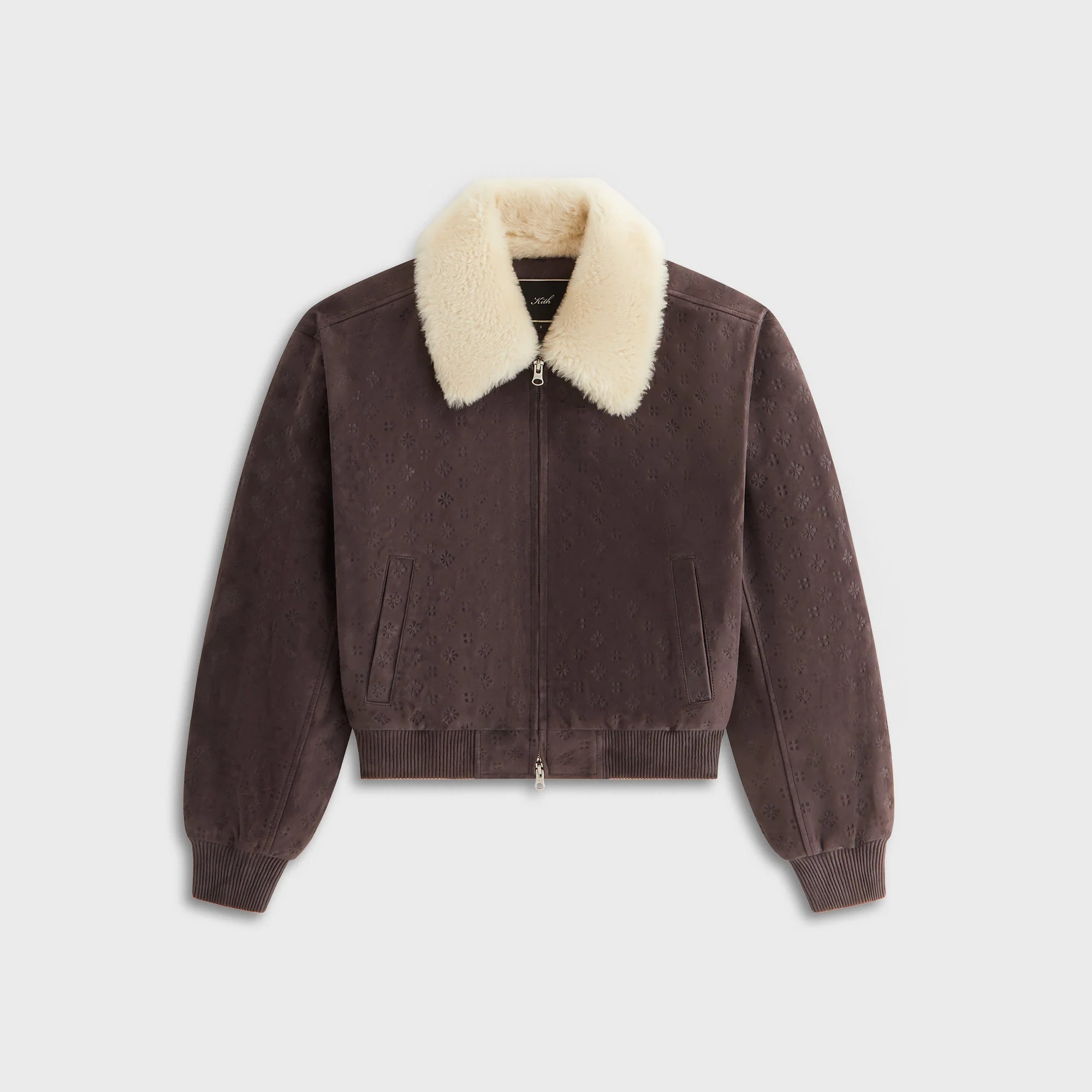 Image of Kith Women Dalton Debossed Suede Bomber - Hematite