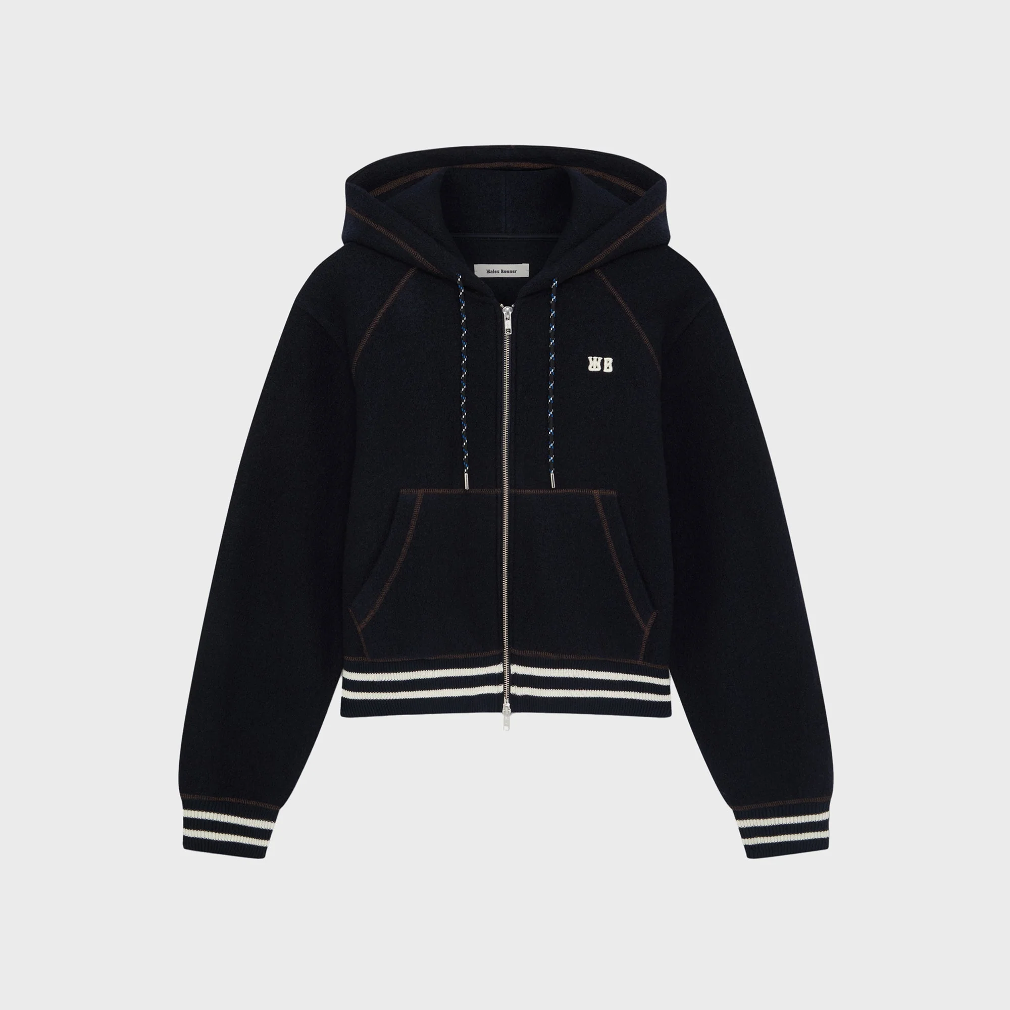 Image of Wales Bonner Boiled Wool Jersey October Hoodie - Navy