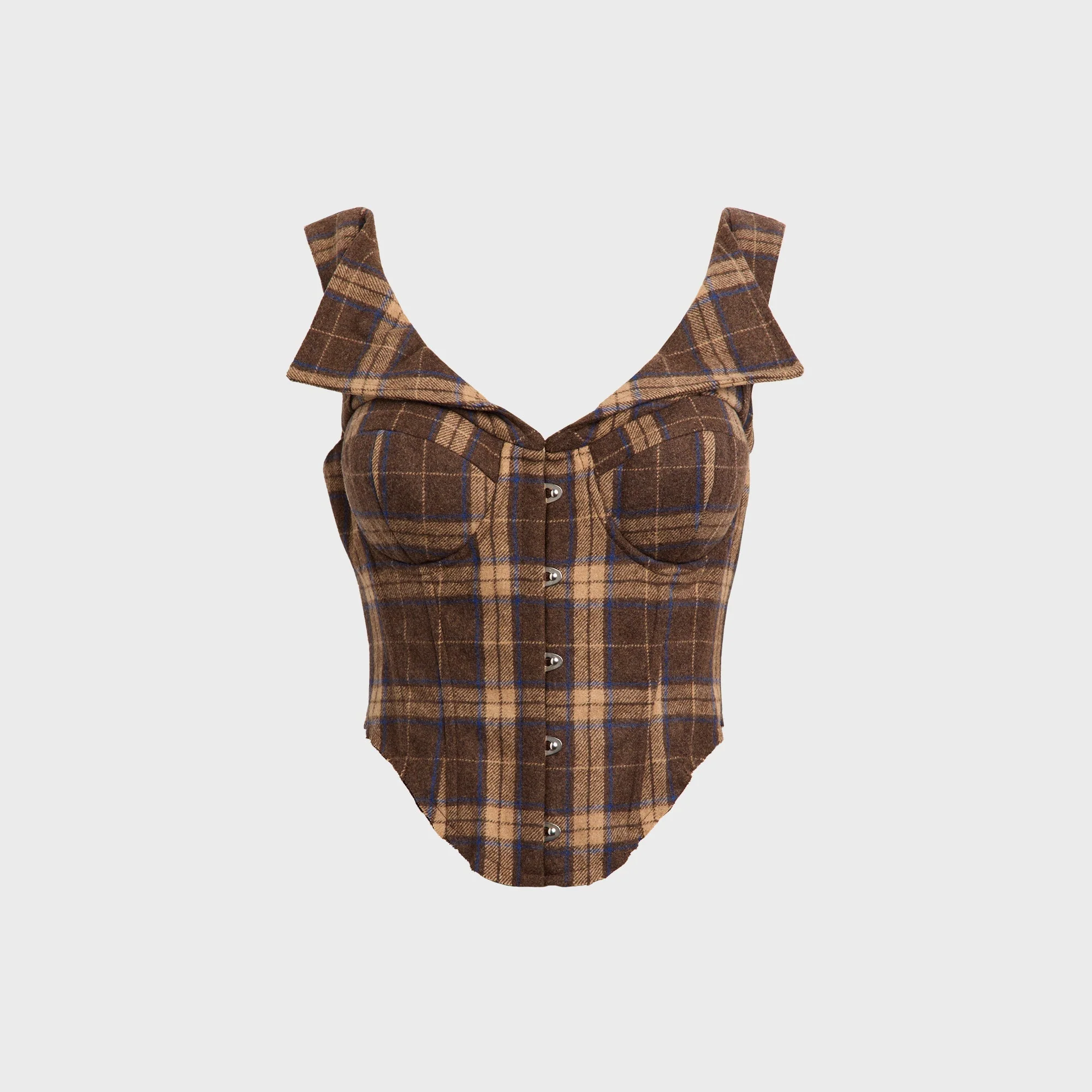Image of GUIZIO Chamonix Corset Top - Tartan Plaid