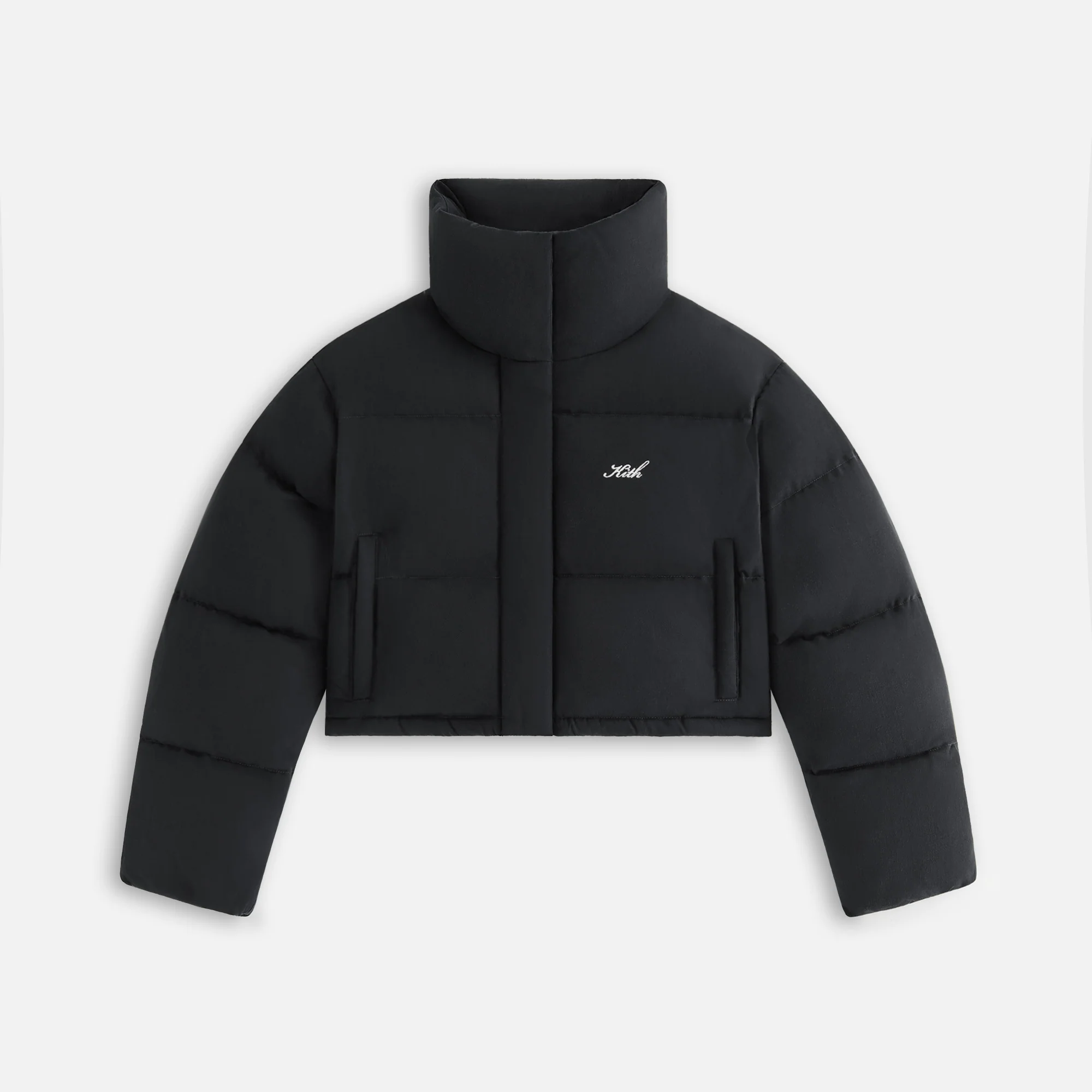 Image of Kith Women Shae Cropped Denim Puffer - Washed Black