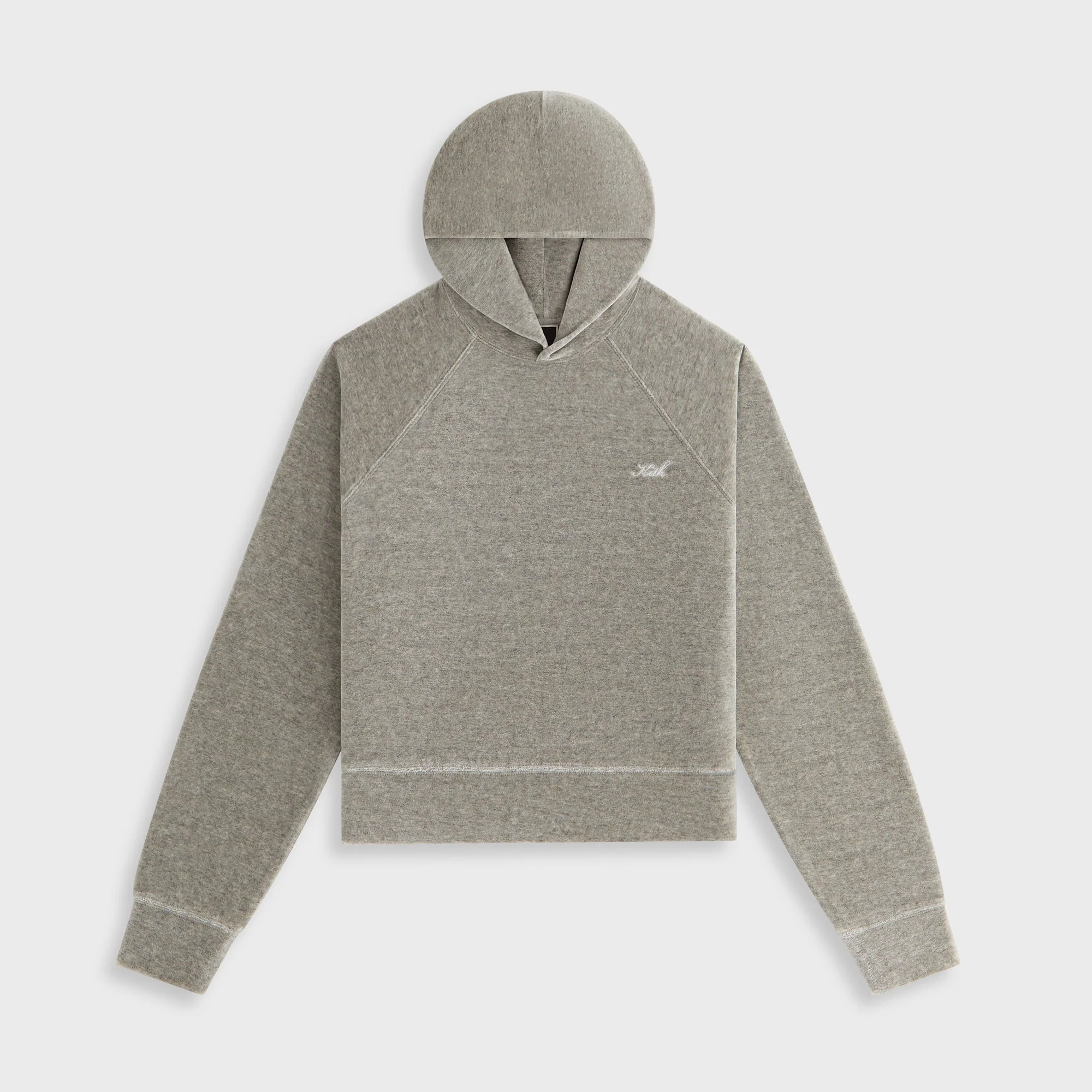 Image of Kith Women Tatum Velour Hoodie - Light Heather Grey