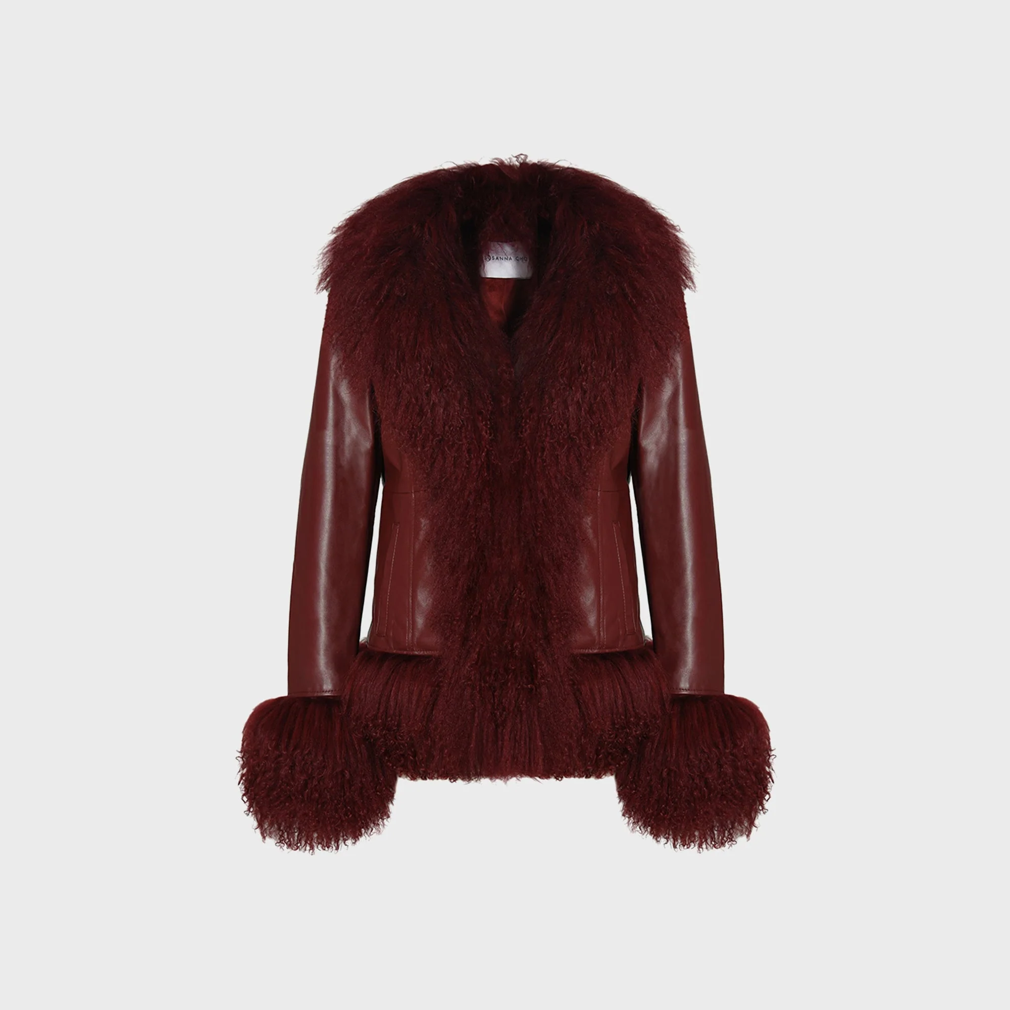 Image of Susanna Chow Dorothy Leather Coat - Burgundy