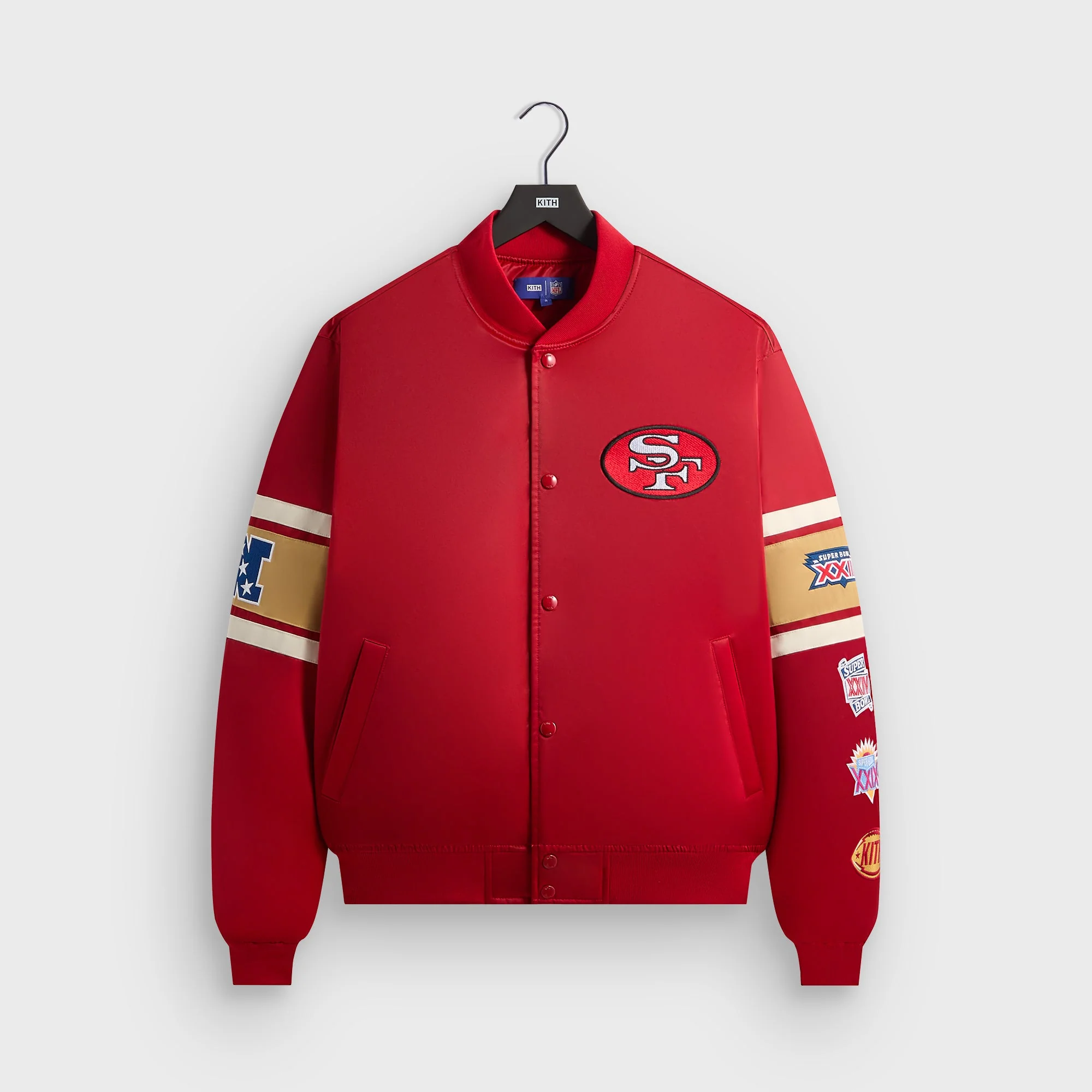 Image of Kith for the NFL San Francisco 49ers Satin Bomber Jacket - Present