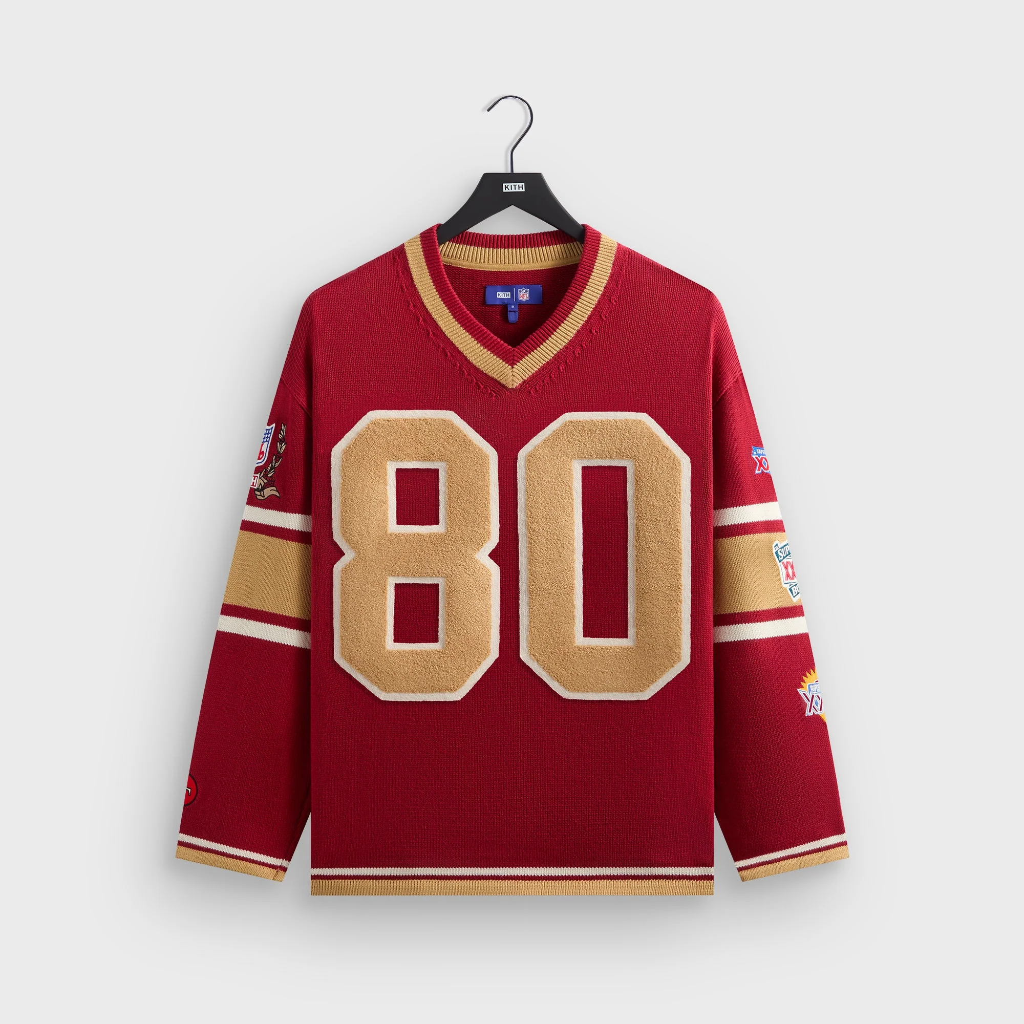 Image of Kith for the NFL San Francisco 49ers V-neck Beau Knit Sweater - Present