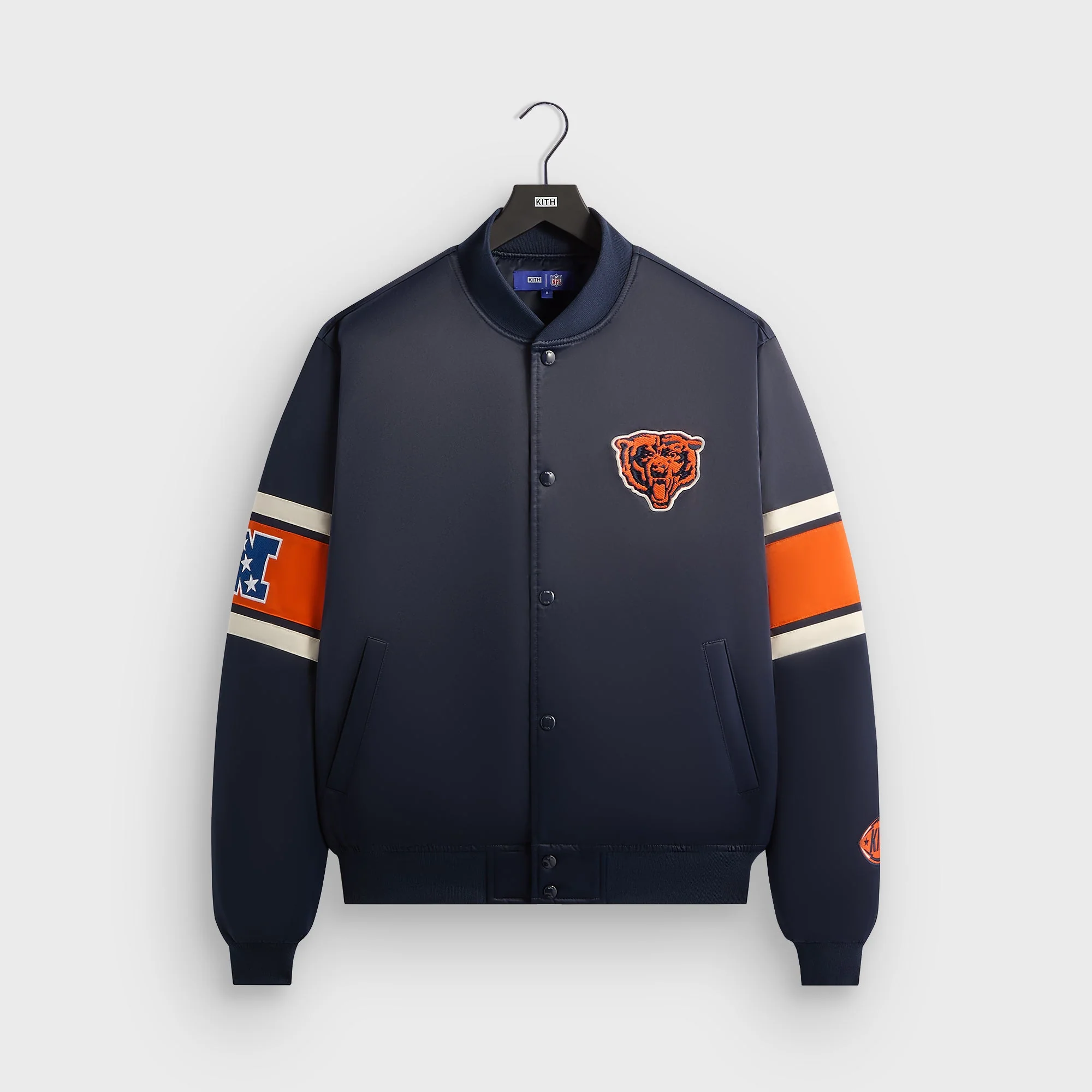 Image of Kith for the NFL Chicago Bears Satin Bomber Jacket - Nocturnal