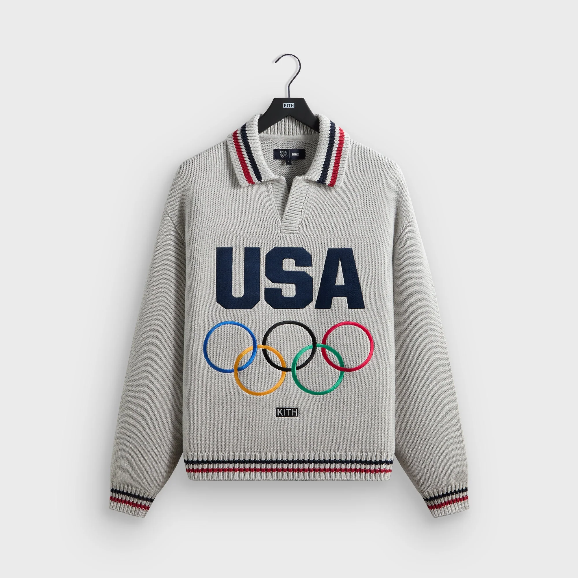 Image of Kith for Team USA Nelson Rugby Sweater - Light Heather Grey