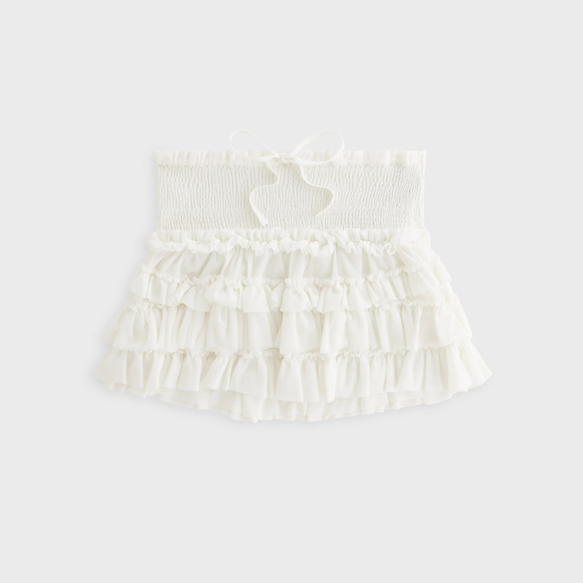 Image of Lisa for Kith Women Mariko Mesh Ruffle Mini Skirt - White