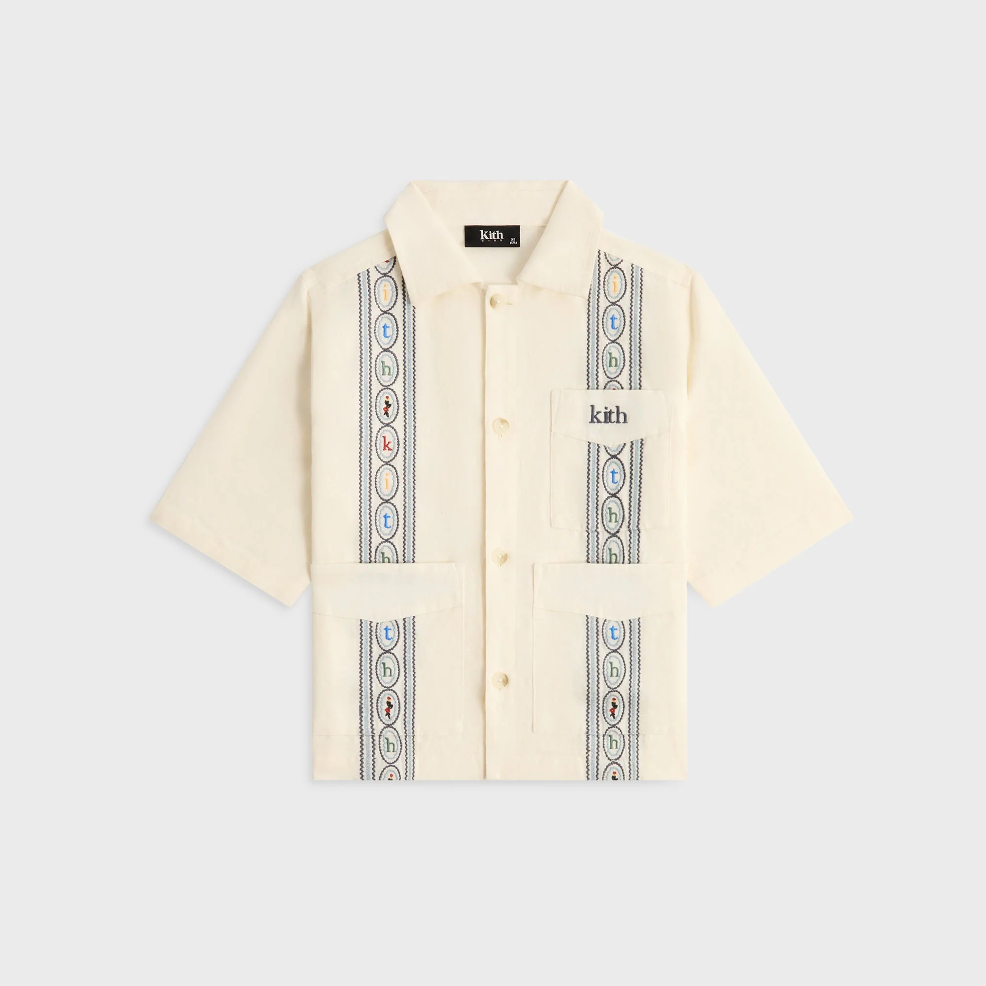 Image of Kith Kids Novelty Embroidered Bennet Collared Shirt - Silk