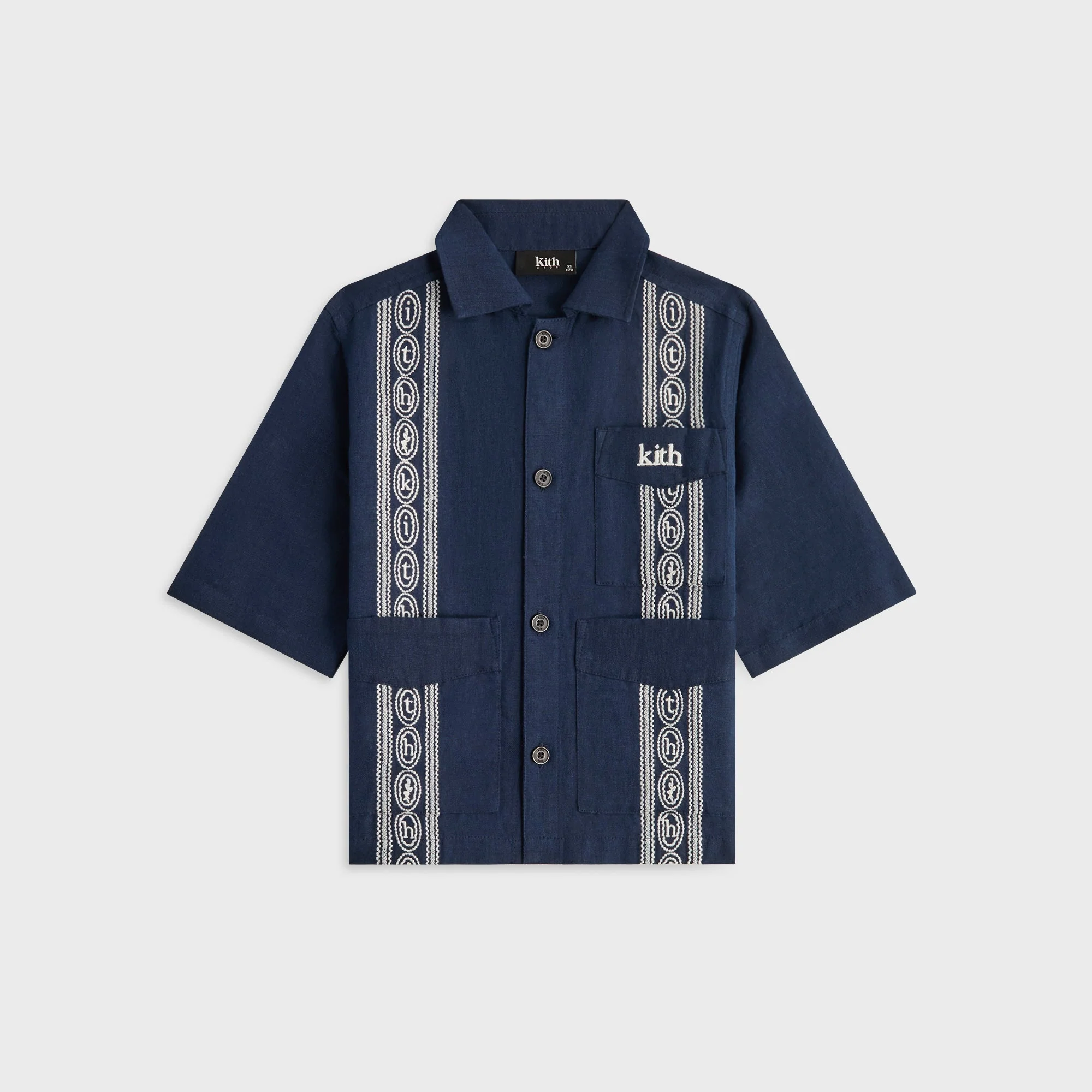Image of Kith Kids Novelty Embroidered Bennet Collared Shirt - Nocturnal
