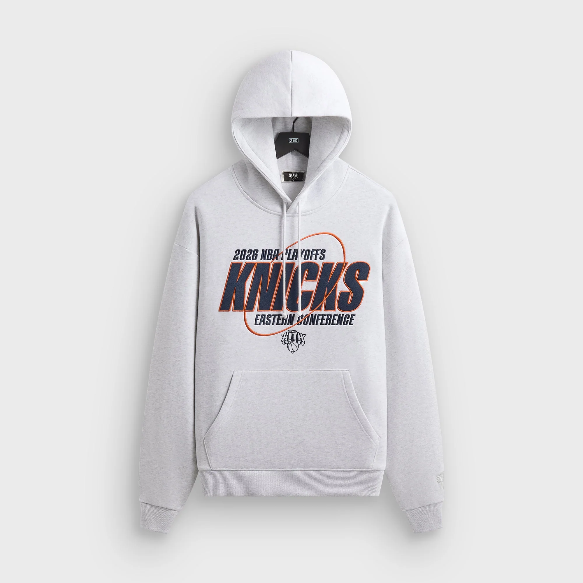Image of Kith for the New York Knicks Playoffs Nelson Hoodie - Light Heather Grey