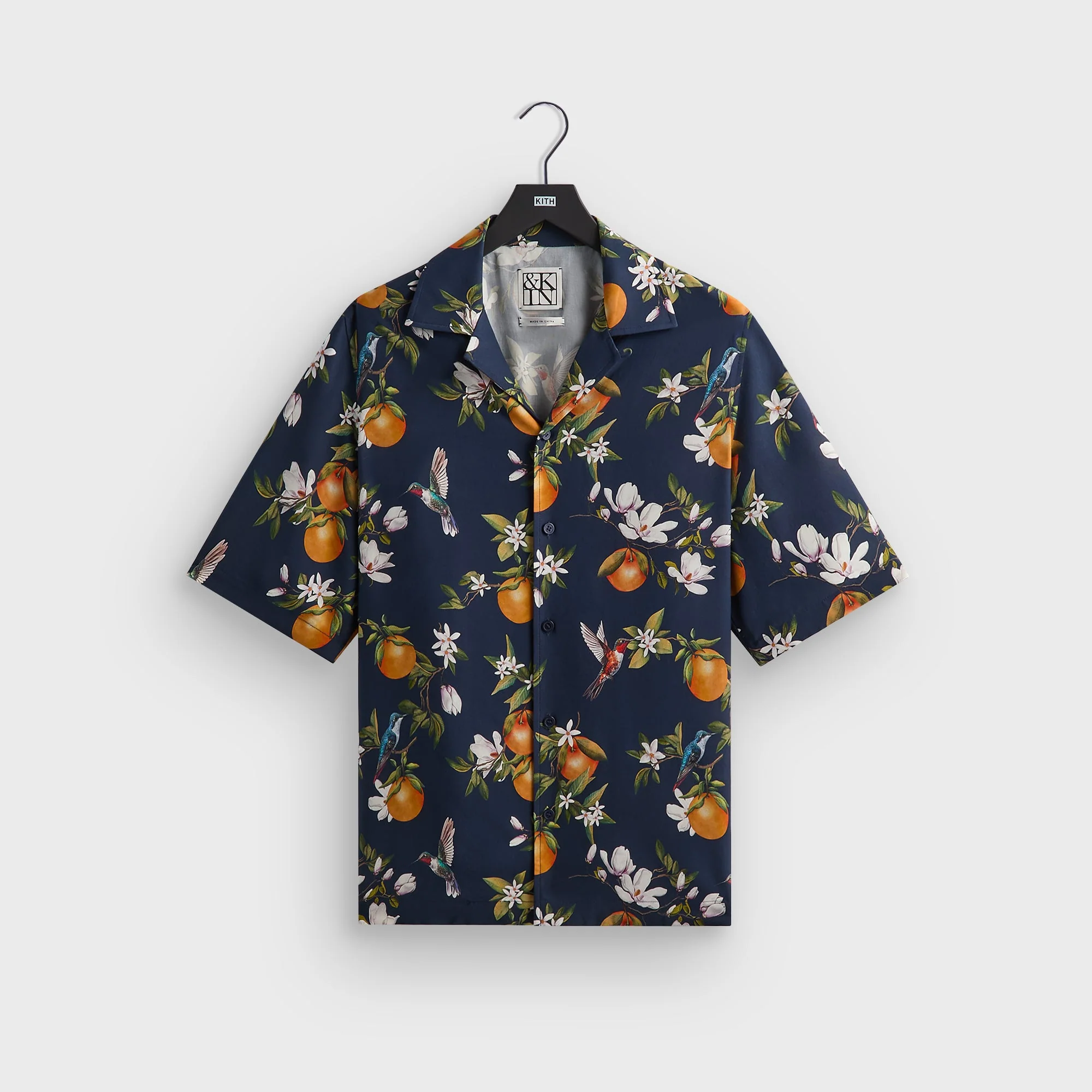 Image of &Kin Citrus Garden Thompson Camp Collar Shirt - Nocturnal