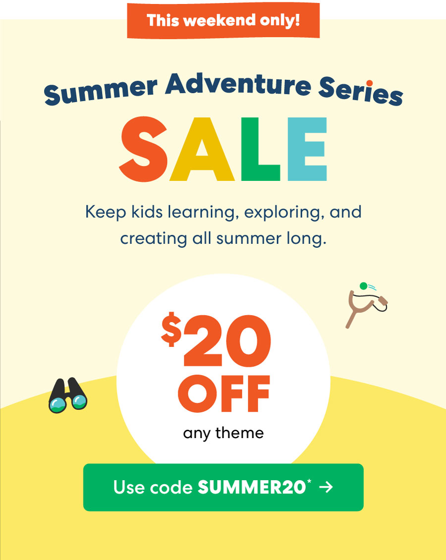 Keep kids learning all summer long Get 6 weeks of seriously fun STEM projects with the KiwiCo Summer Adventure Series. $20 Use code SUMMER20*