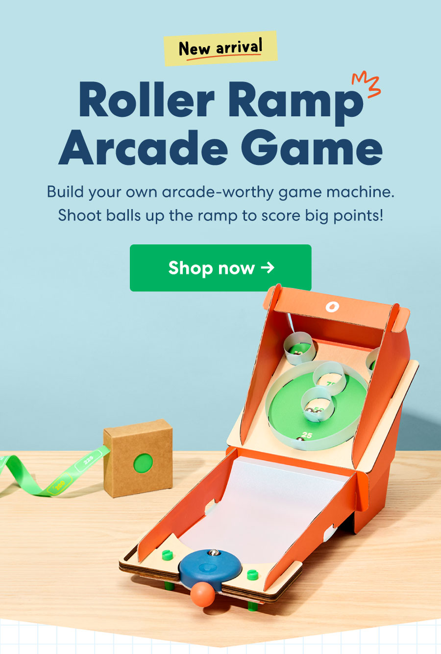 New arrival Roller Ramp Arcade Game | Build your own arcade-worthy game machine. Shoot balls up the ramp to score big points!