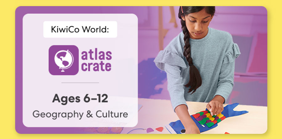 Child exploring KiwiCo World geography crate. Fun activities on culture and world exploration for ages 6–12+