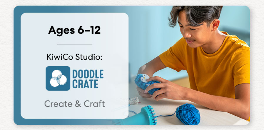 Teen creating an advanced KiwiCo project. Ideal for ages 12–16+ to spark creativity and innovation.