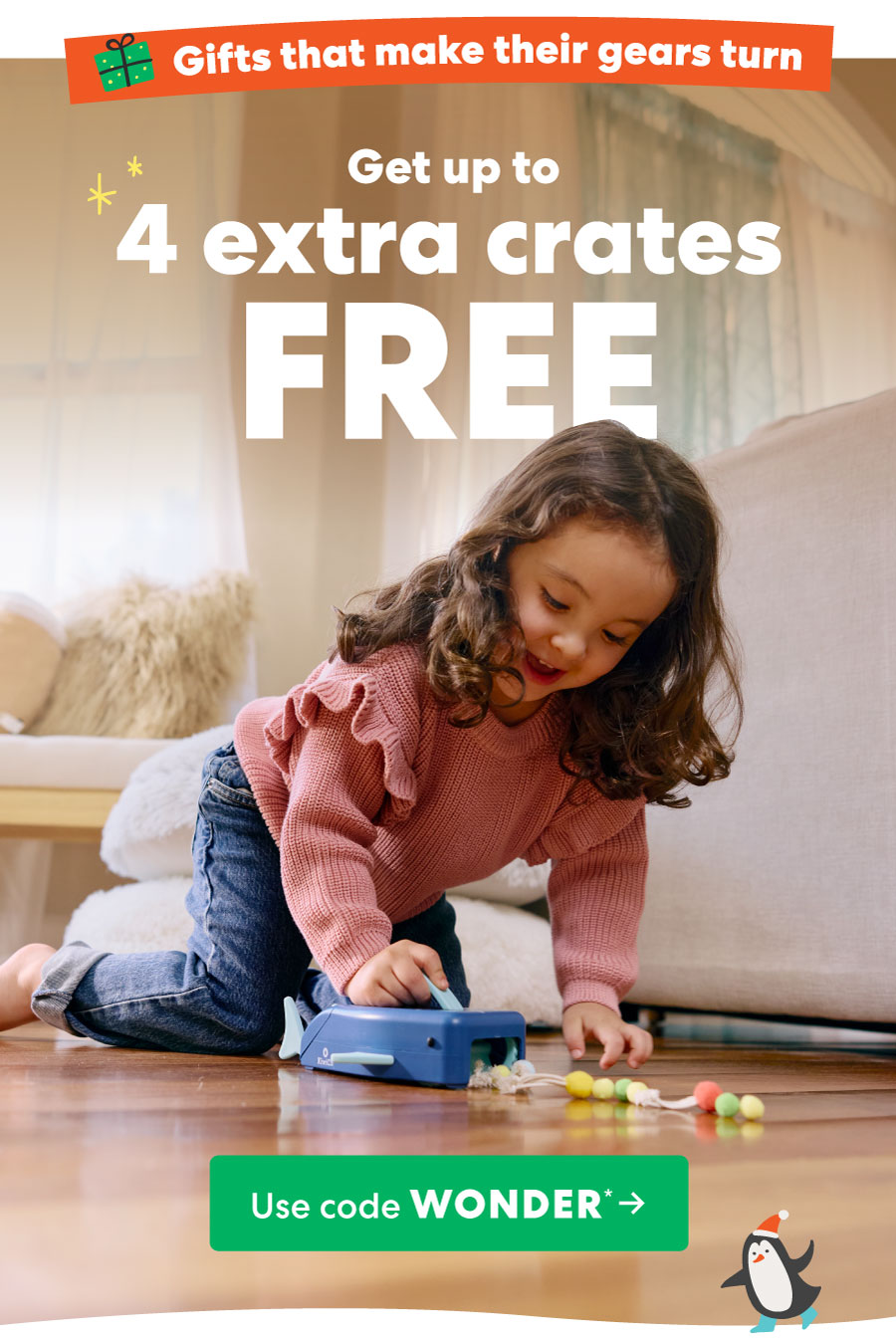 Get up to 4 extra crates FREE Use code WONDER