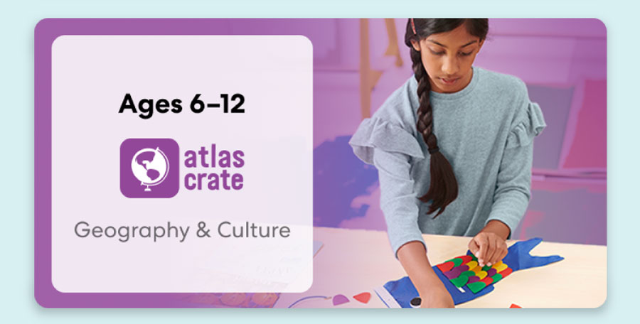 Child exploring KiwiCo World geography crate. Fun activities on culture and world exploration for ages 6–12+