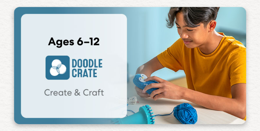 Smiling teen holding a colorful KiwiCo art and design project. Inspires creativity for ages 9–12
