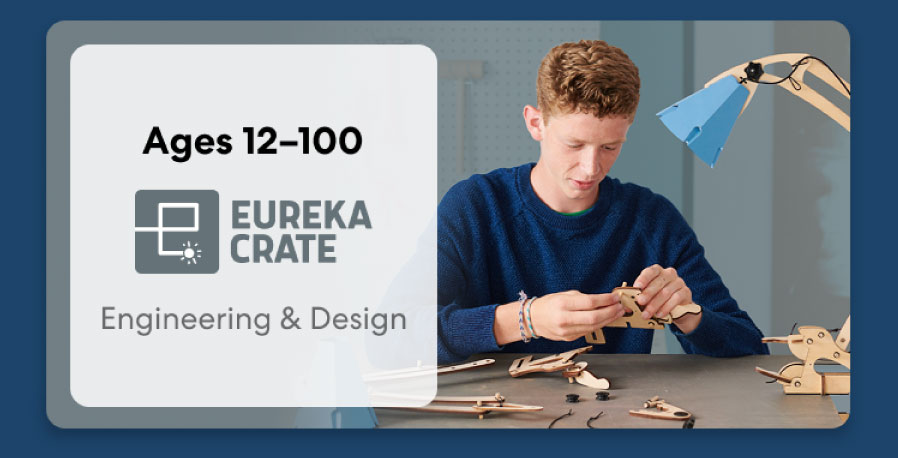 Teen creating an advanced KiwiCo project. Ideal for ages 12–16+ to spark creativity and innovation.