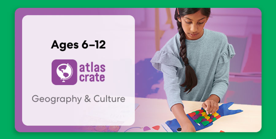 Child exploring KiwiCo World geography crate. Fun activities on culture and world exploration for ages 6–12