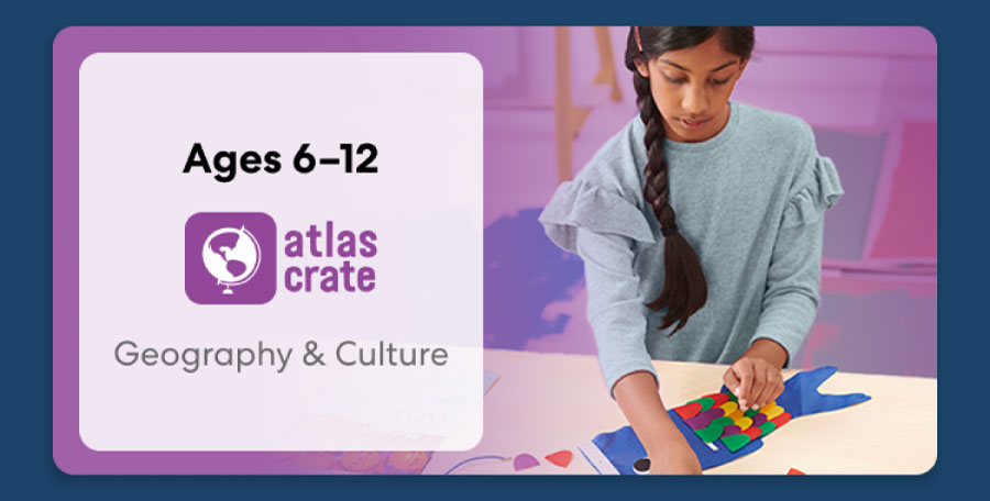 Child exploring KiwiCo World geography crate. Fun activities on culture and world exploration for ages 6–12+