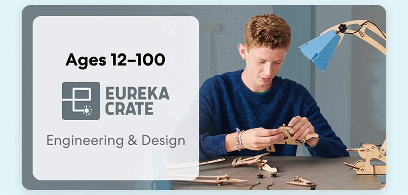 Teen exploring KiwiCo engineering crate for ages 12 and above