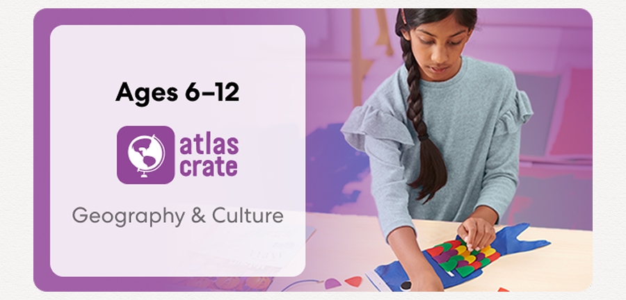 Child exploring KiwiCo World geography crate. Fun activities on culture and world exploration for ages 6–12+