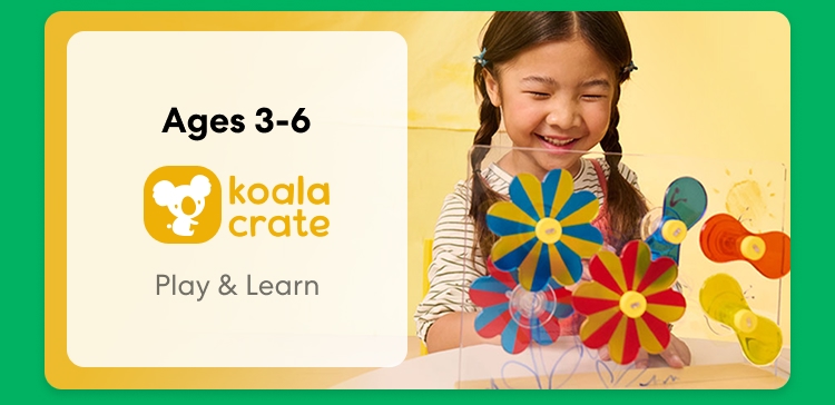 Young child smiling while working on creative KiwiCo Sprout projects, perfect for ages 3–6 for play and learn.