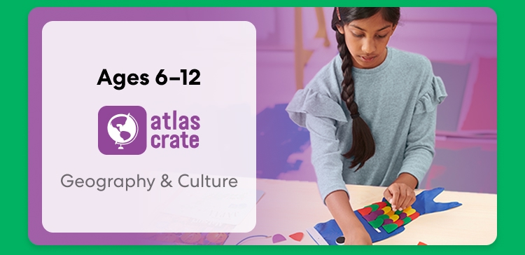 Child exploring KiwiCo World geography crate. Fun activities on culture and world exploration for ages 6–12+
