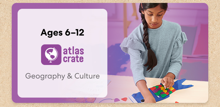 Child exploring KiwiCo World geography crate. Fun activities on culture and world exploration for ages 6–12+