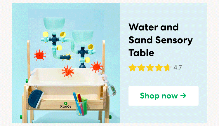 Water and Sand Sensory Table: Scoop and spray and learn and play! This sensory play table comes ready for all kinds of splashy, sandy, creative fun.