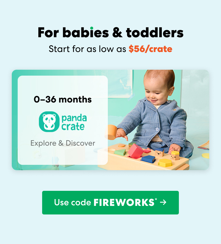 KiwiCo Panda Crate for babies & toddlers: Start for as low as $56/crate. Use code FIREWORKS