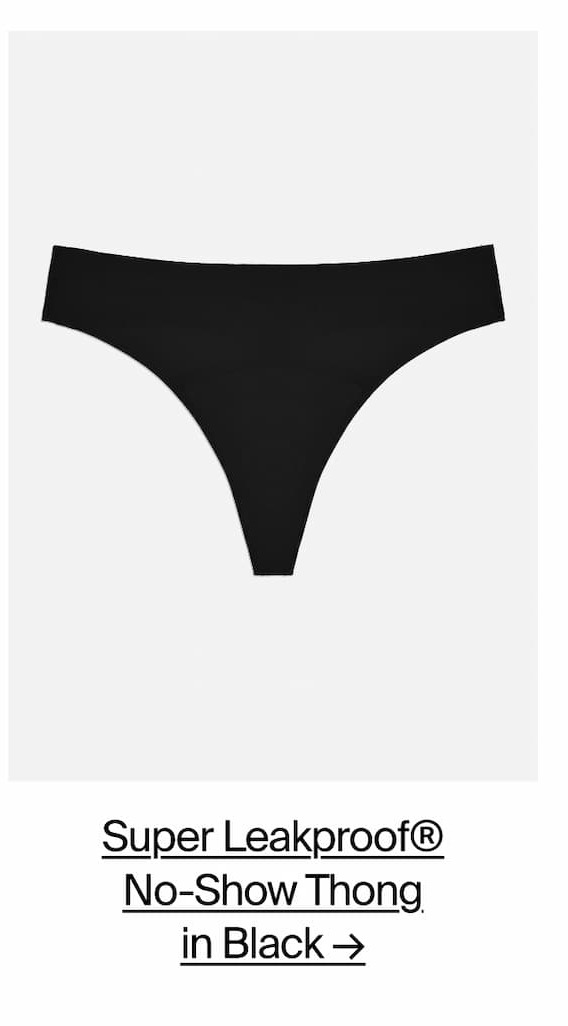 Super Leakproof No-Show Thong in Black