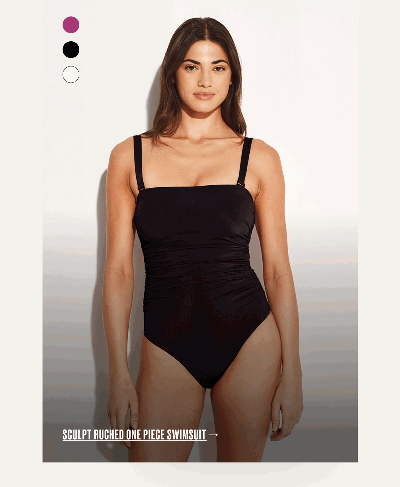Crafted from ruched, textured fabric that hugs your curves. 