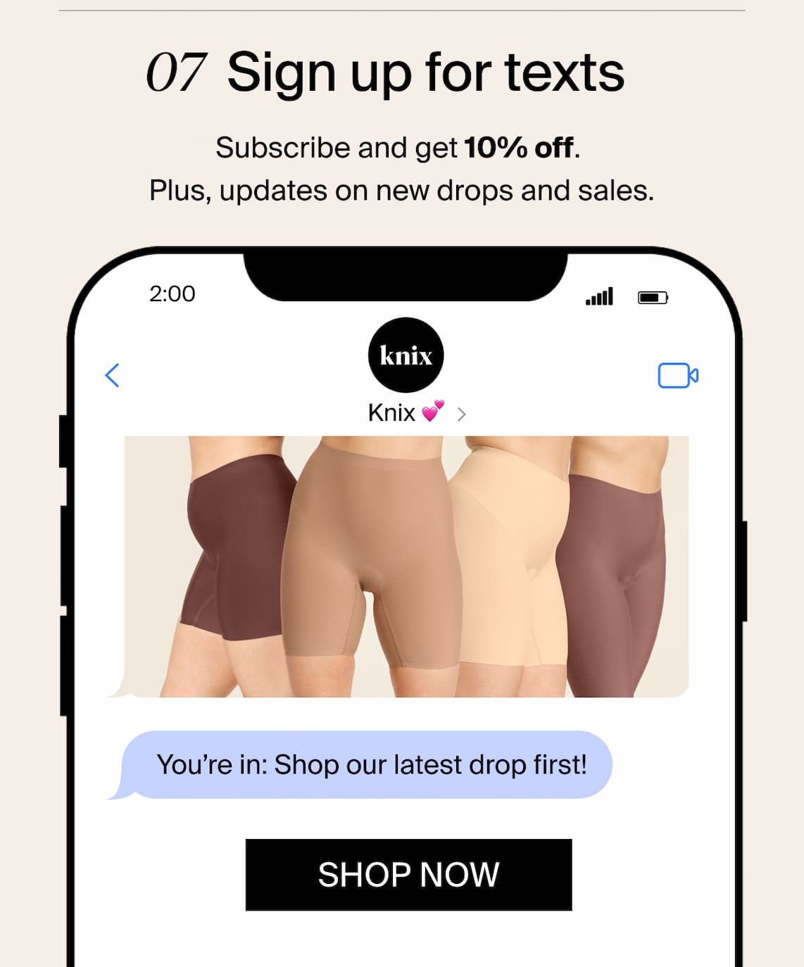 Sign up for texts and get 10% off