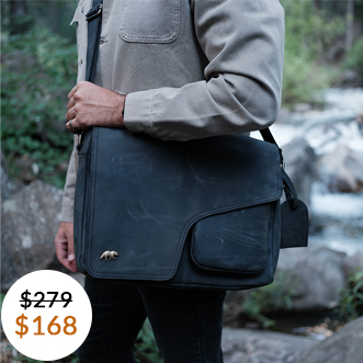 Yukon Leather Messenger in Charcoal Gray