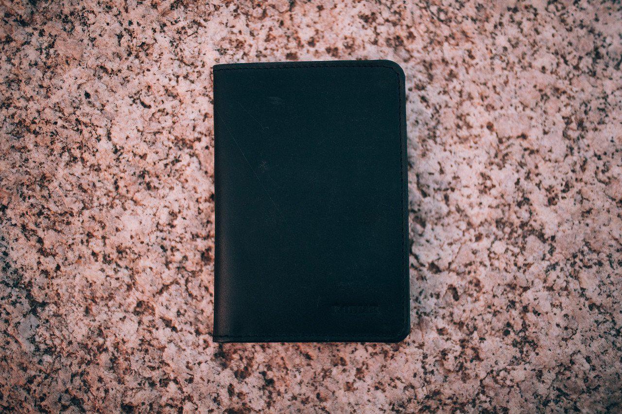 Buffalo Leather Passport Wallet in Black