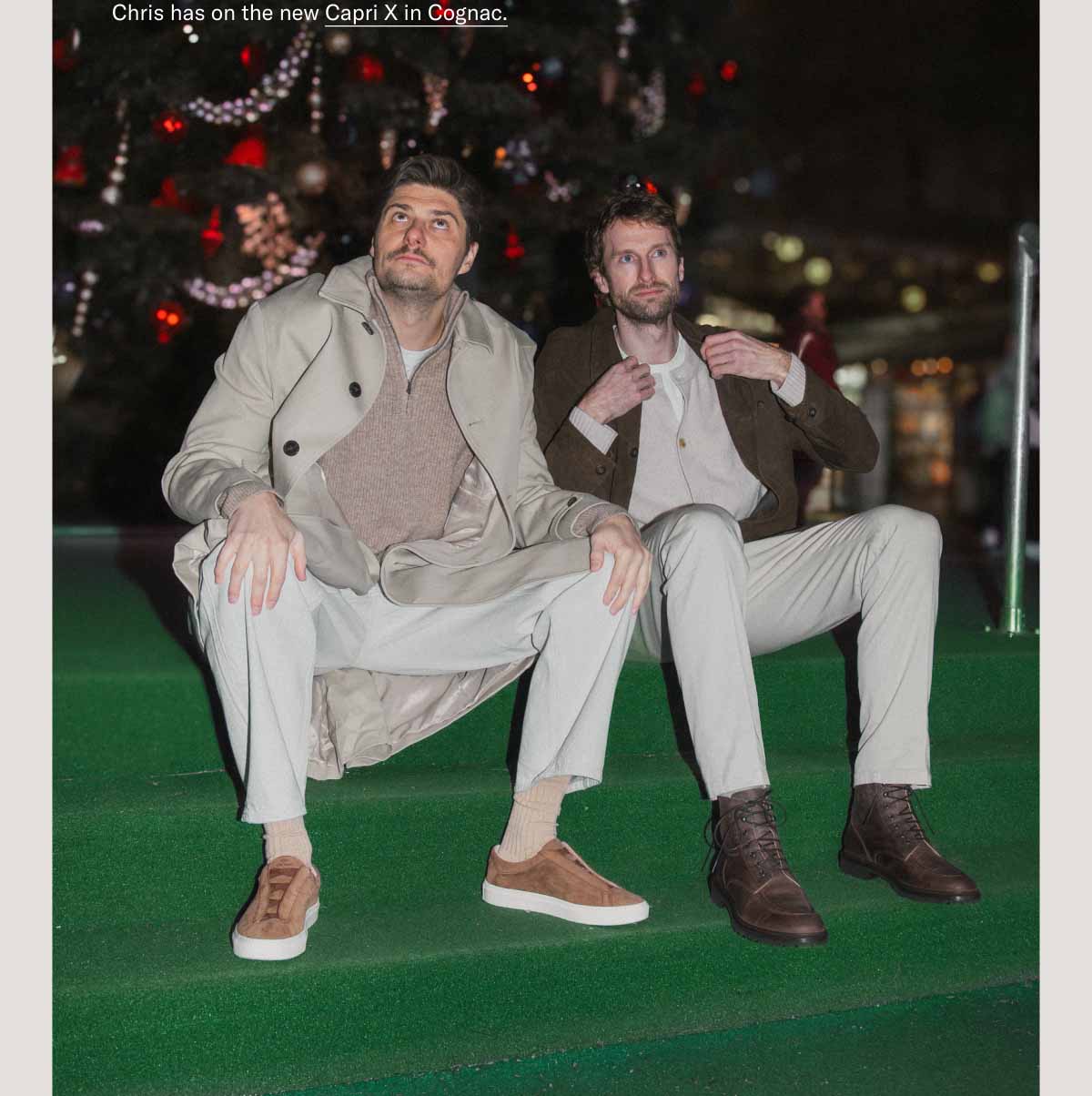 Chris has on the new Capri X in Cognac