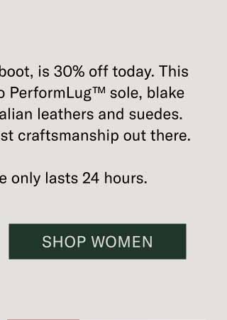 The Fermo, an iconic Koio boot, is 30% off today. This boot features a grippy Koio PerformLug™ sole, blake stitching, and the finest Italian leathers and suedes. Get the best deal on the best craftsmanship out there. Better hurry. This sale only lasts 24 hours. Shop Women