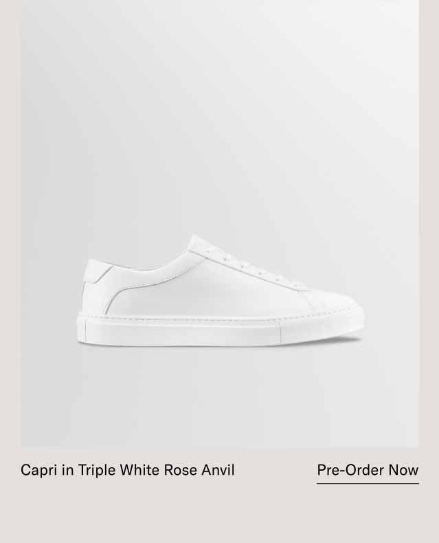 Capri in Triple White Rose Anvil. Pre-Order Now